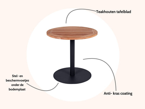 MaximaVida ronde tuintafel Java zwart 80 cm - zware 49 kg uitvoering - vtwonen shop