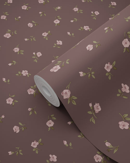 ESTAhome behang vintage bloemetjes bruin en roze - 50 x 900 cm - 139835 - vtwonen shop