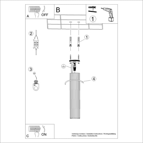 Sollux Lighting Plafondlamp KARBON 40 ultramarijn - 6,5x6,5x40cm