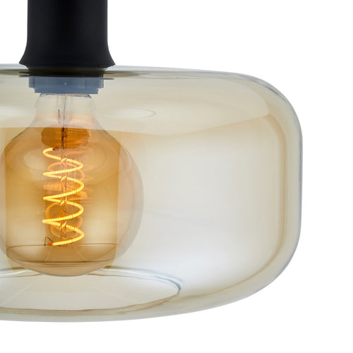 Lighto - Art deco plafondlamp zwart met amber glas - Velo - vtwonen shop