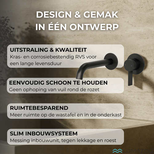 LOMAZOO inbouw wastafelkraan Centauri - muurkraan - mat zwart