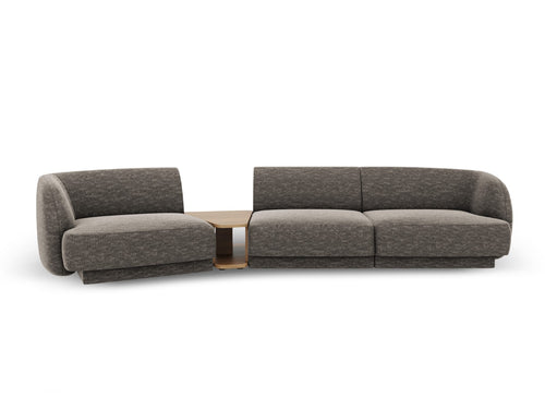 Micadoni linker modulaire bank Miley 3-zits, chenille, grijs - 126x303x70cm