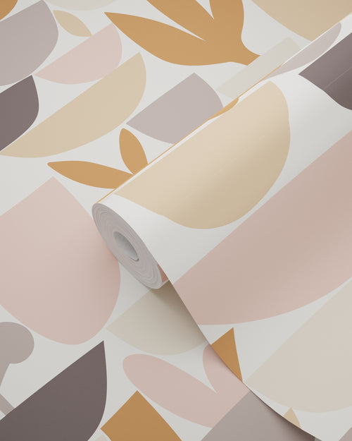 ESTAhome behang aardewerk en planten bruin en roze - 50 x 900 cm - 131074 - vtwonen shop