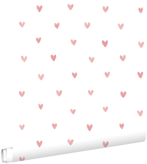 ESTAhome behang hartjes wit en terracotta roze - 50 x 900 cm - 131627 - vtwonen shop