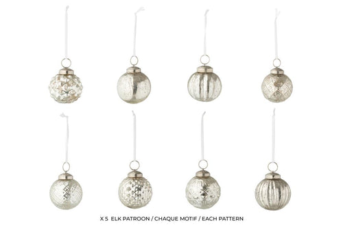 J-Line kerstbal - glas - zilver - doos van 40