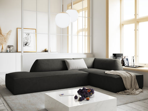 Micadoni rechter hoekbank Ruby 4-zits, ribfluwelen, donkergrijs - 180x273x69cm