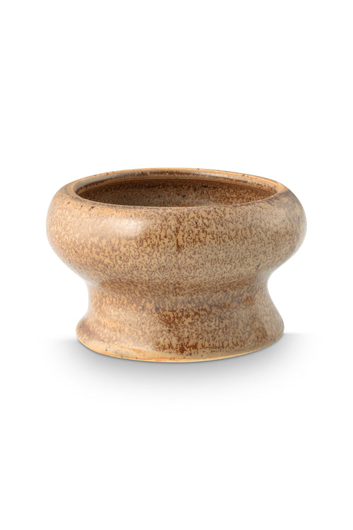 vtwonen - Waxinelichthouders Organic - Keramiek - Mocha - 9 x 5.5 cm - Set van 2