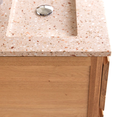 Tikamoon Badkamermeubel van eikenhout en terrazzo premium pink 60 Easy - Naturel - vtwonen shop