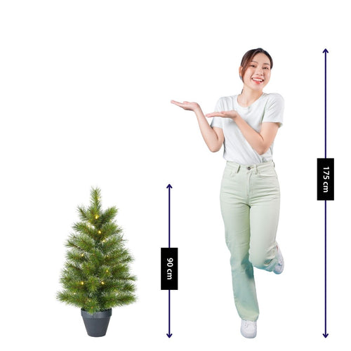 Black Box Trees Glendon Kunstkerstboom met Verlichting - Kerstboom H90 x Ø51 cm - Kunstboom in Pot - Groen
