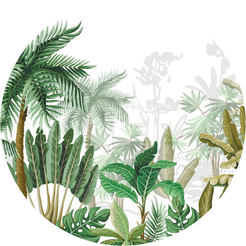 Sanders & Sanders zelfklevende behangcirkel tropische jungle bladeren groen Ø 140 cm 601146