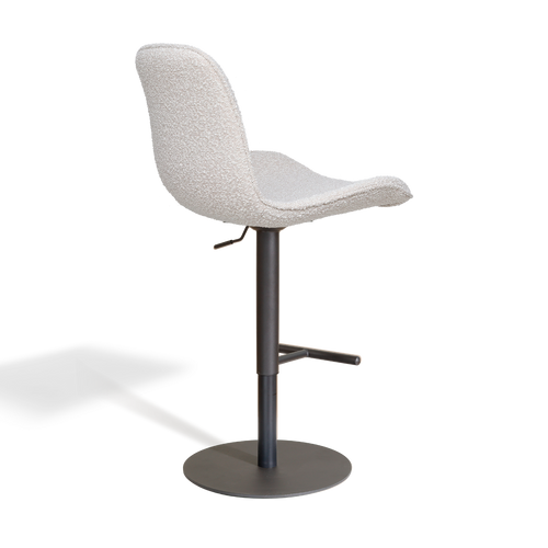 Nolon Niva-Fé tulp barkruk bouclé beige - verstelbaar - zwarte poten