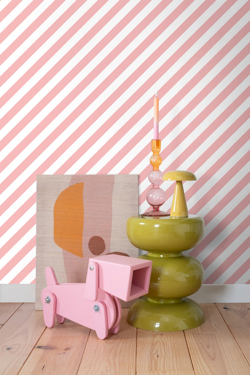 ESTAhome behang strepen roze en wit - 50 x 900 cm - 139953 - vtwonen shop