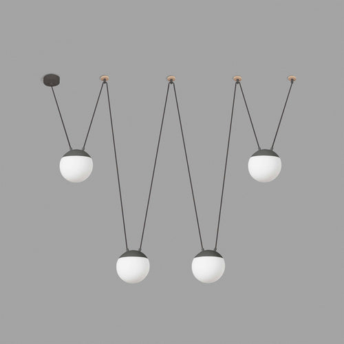 Faro Mine 28376-4L - Hanglamp 4-lichts hout, donkergrijs, E27