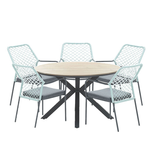 Garden Impressions tuinset Ross - Tulli zacht groen - light teak look - Ø148 cm