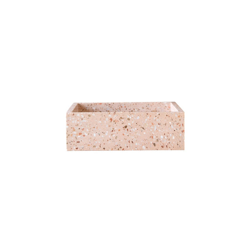 Tikamoon Vierkante waskom van roze premium terrazzo b. 40 cm - Roze