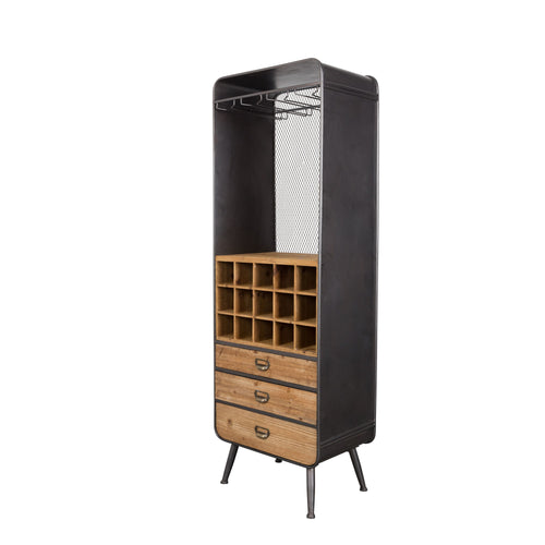 Dutchbone Vino Wijnkast/ Drankkast Hoog IJzer/ Hout - Bruin