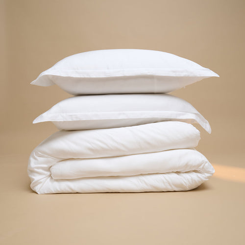 Coco & Cici - Tencel Sateen Dekbedovertrek 260 x 220 cm - 2 Persoons Beddengoed - Wit - Lyocell - Hypoallergeen & Extra Zacht - 2 Kussenslopen (60x70)