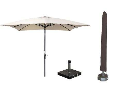 Garden Impressions Lotus parasolset 250x250 ecru met voet en hoes