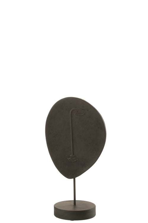 J-Line decoratie Hoofd Plat Op Voet - polyresin - zwart - small