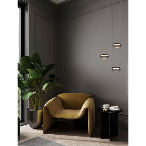Nova Luce JAILYN Slanke hanglamp voor aan het plafond, zandkleurig zwart, rookkleurige LED 8W 320lm 3000K