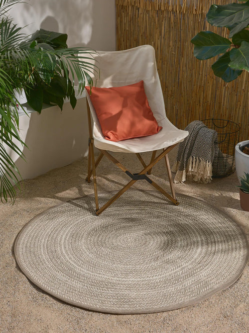 benuta binnen- en buitenkleed Metro - crème/taupe - ø 120 cm