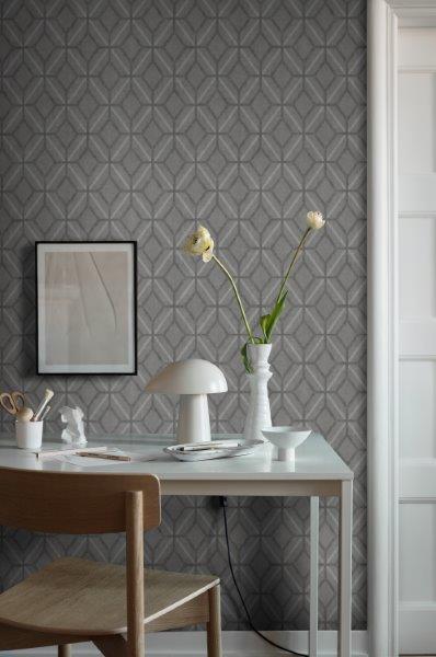 Borastapeter behang grafisch motief grijs - 53 cm x 10.05 m - 660551 - vtwonen shop