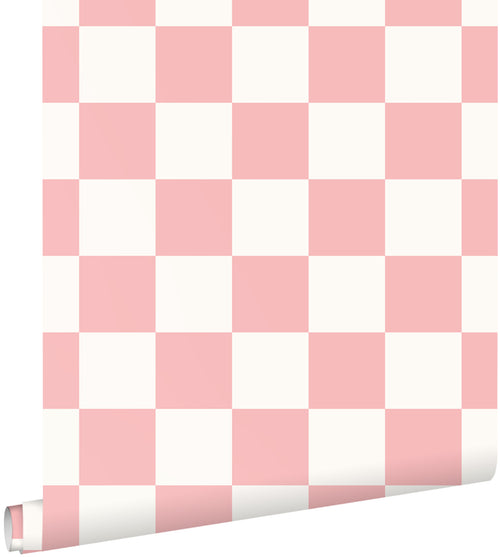 ESTAhome behang geblokt motief roze en wit - 53 cm x 10.05 m - 139998 - vtwonen shop