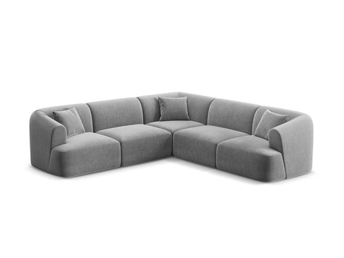 Cosmopolitan Design Symmetrische modulaire hoekbank Campi 6-zits, flueel grijs - 255x255x70cm