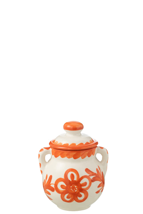 J-Line voorraadpot Granada - keramiek - wit/oranje
