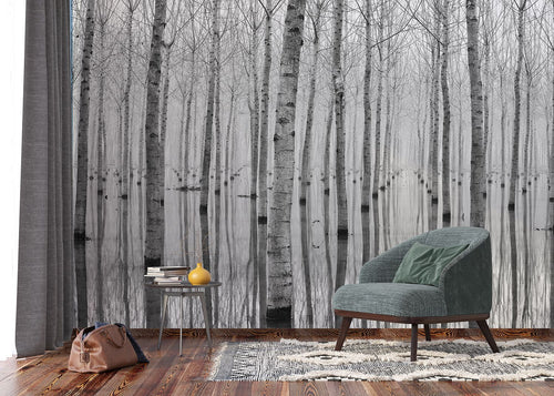 Sanders & Sanders fotobehang bomen grijs - 375 x 270 cm - 601009