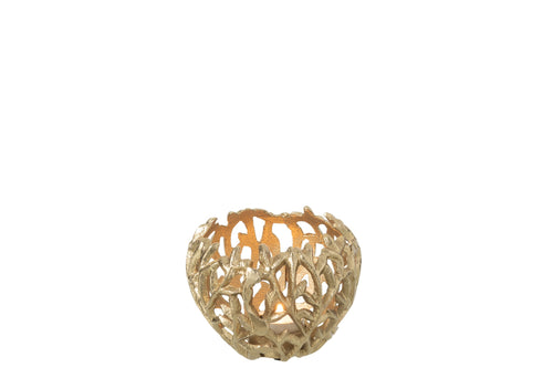 J-Line kaarshouder Blad - aluminium - goud - small