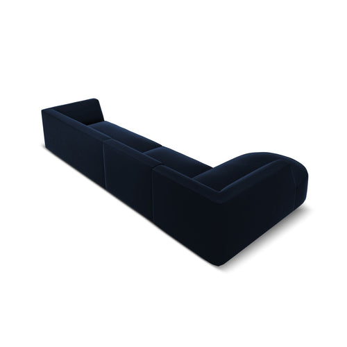 Cosmopolitan Design - Modulaire hoekbank links Siena 5-zits, flueel koningsblauw - 180x366x69cm