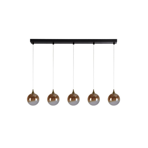 Searchlight Alchemy 5-lichts LED-balkplafondlamp, zwart metaal en amberkleurig glas