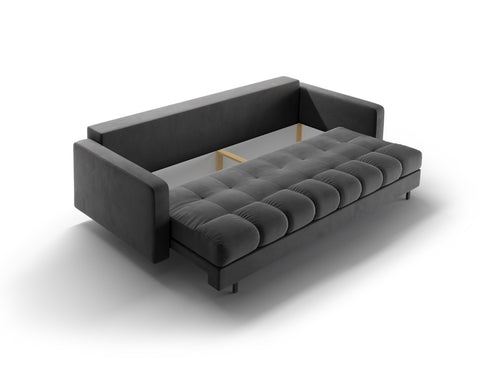 Cosmopolitan Design Slaapbank met opbergdoos Bali 3-zits, flueel grijs - 84x222x105cm