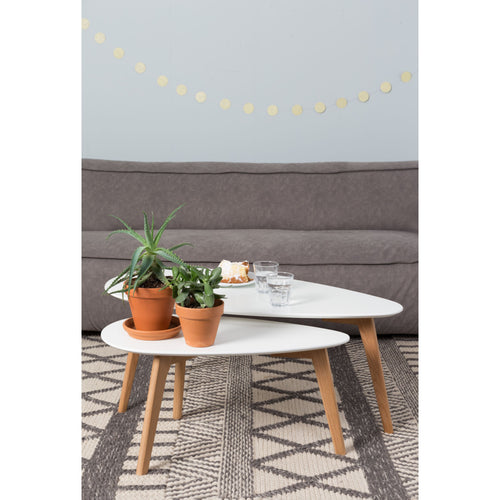 Housecraft Living Drop Bijzettafel Ovaal Hout Wit - Set van 2