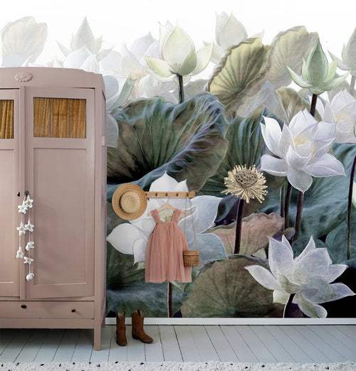 Sanders & Sanders fotobehang tropische bladeren en bloemen groen en wit - 375 x 270 cm - 600977 - vtwonen shop