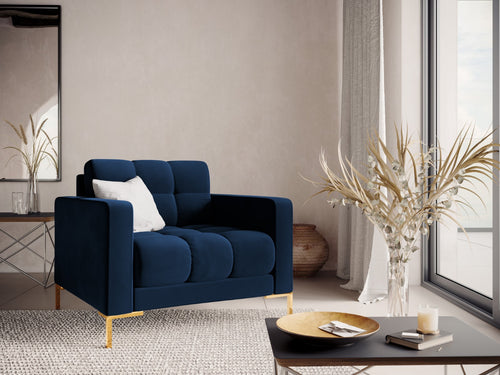 Cosmopolitan Design Fauteuil Bali flueel, koningsblauw - 96x87x75cm