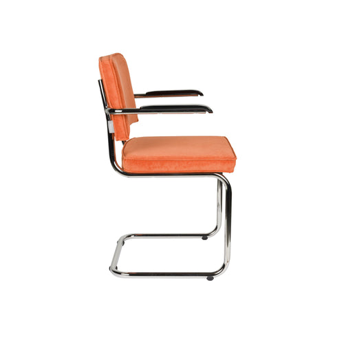 Zuiver Ridge Rib Eetkamerstoelen Armleuning Oranje - Set van 2