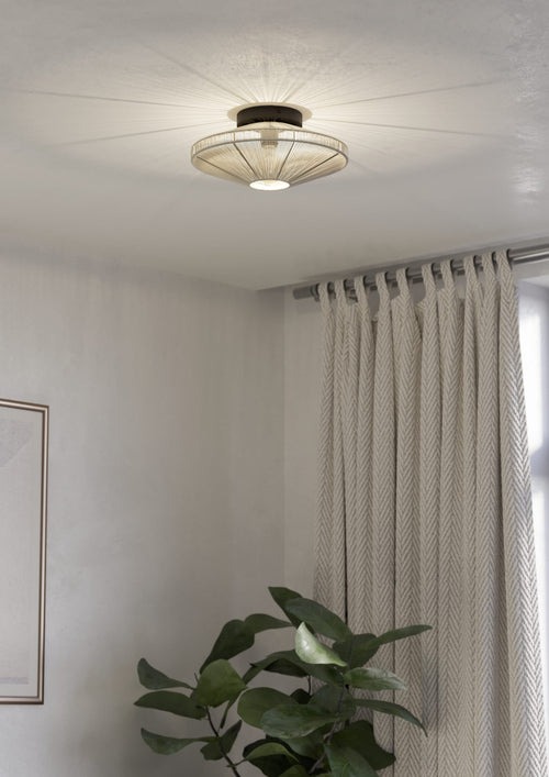 EGLO plafondlamp Midsumer - e27 - ø 38 cm - zwart/crème - textiel - vtwonen shop