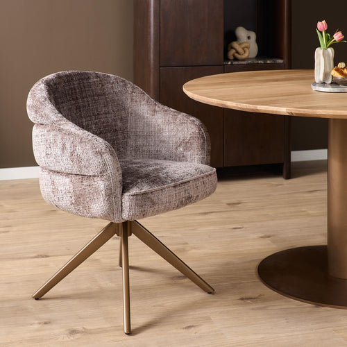Starfurn Eetkamerstoel Bella - Taupe/Brons - Draaibaar - Set van 2