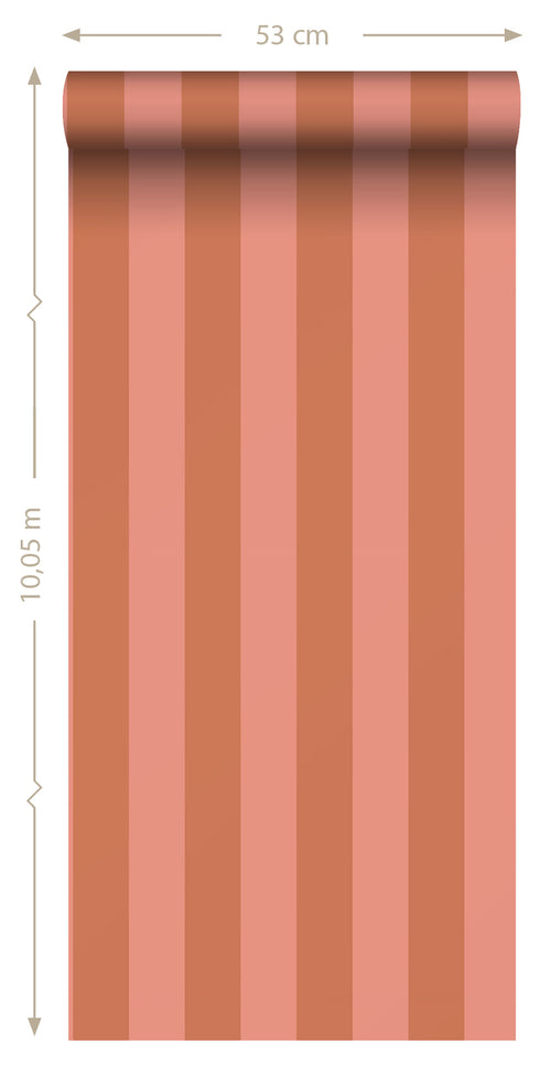 ESTAhome behang strepen terracotta en perzik roze - 53 cm x 10.05 m - 139905