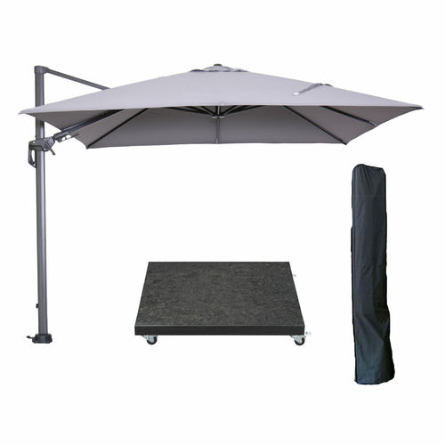 Garden Impressions zweefparasol Hawaii licht grijs 3x3 m incl 90 kg voet en hoes - vtwonen shop