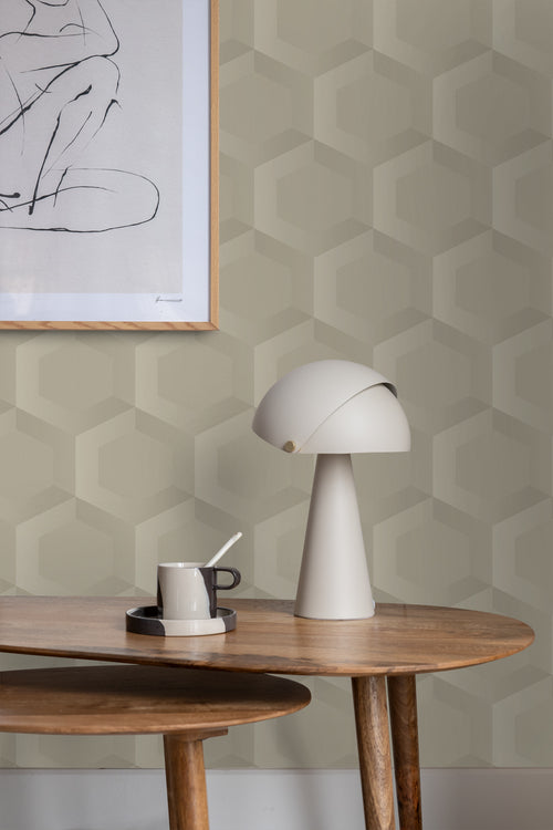 Origin Wallcoverings eco-texture vliesbehang 3d hexagon motief zand beige - 0.53 x 10.05 m - 348019 - vtwonen shop