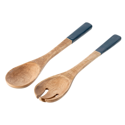 J-Line slabestek - hout - blauw/naturel - 6 stuks