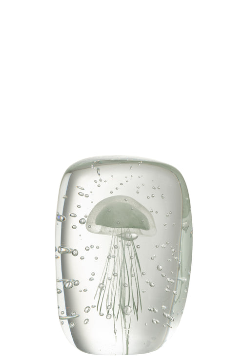 J-Line presse-papier Calypso Vierhoek - glas - transparant/groen - small