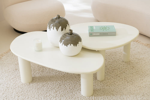 J-Line bijzettafel Bali - hout - wit - medium - vtwonen shop