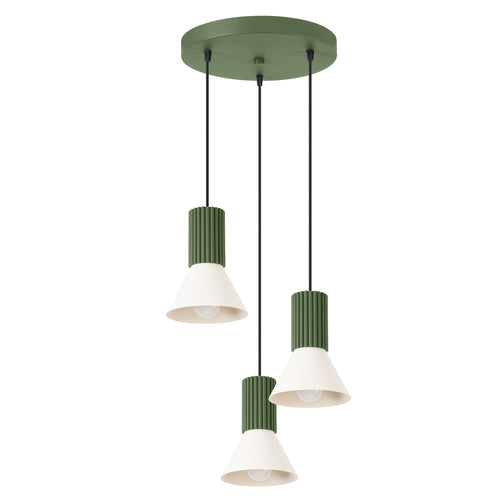 Sollux Lighting Hanglamp ESTRIA 3P beige/olijfgroen - 30x30x120cm