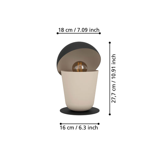 EGLO tafellamp Batabano - e27 - ø18 cm - zwart, zandkleur - vtwonen shop