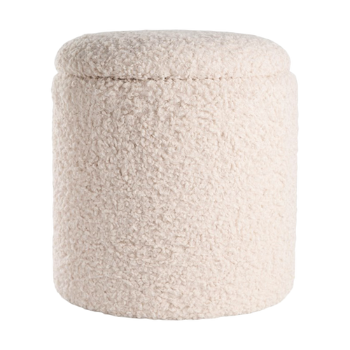 Lisomme Sem teddy poef gebroken wit - met opbergruimte - Ø 36 cm - vtwonen shop