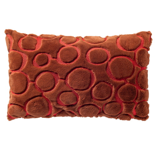 DOMANI - kussenhoes 30x50 cm - bontlook - cirkelpatroon - Brown Patina - bruin, rood